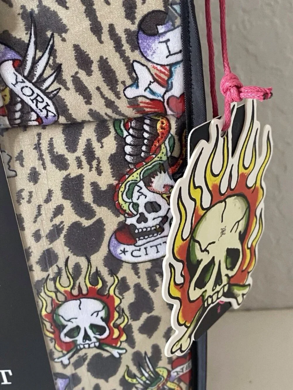 6 PC Ed Hardy QUEEN SIZE Sheet Set Skulls‎ Heart Leopard Animal Print NEW